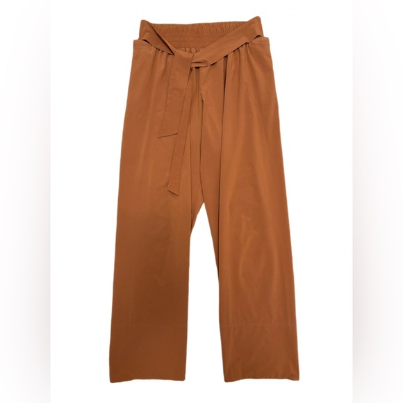 ADAY Pants - ADAY Easy Days Wide-Leg Pants with Tie Waist Brown Size M